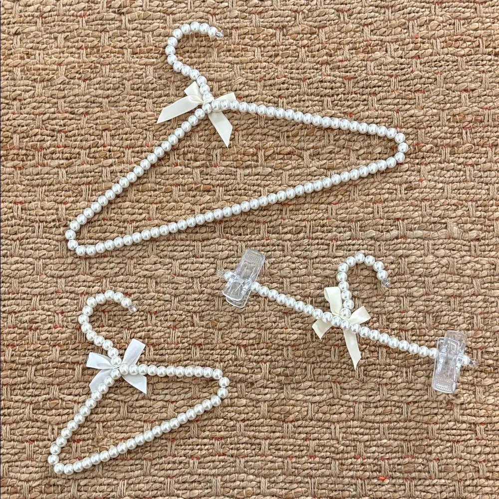 Pearl Beaded Hangers with Bows Set of Three